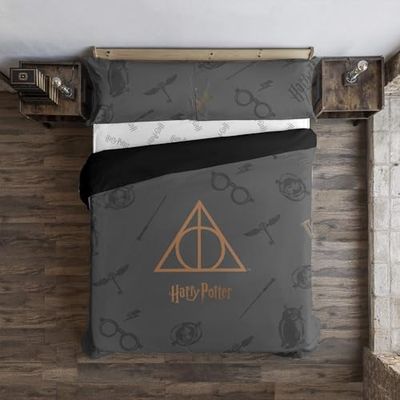 BELUM | Påslakan Harry Potter Microsaten för 120 säng - Mått Produkt: (200X200 cm.) - Modell: Deathly Hallows