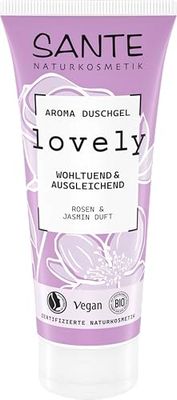 SANTE Naturkosmetik Aroma Gel doccia Lovely, profumo floreale di rosa e gelsomino, lenitivo e bilanciante, cosmetico naturale vegano senza profumi sintetici, 200 ml