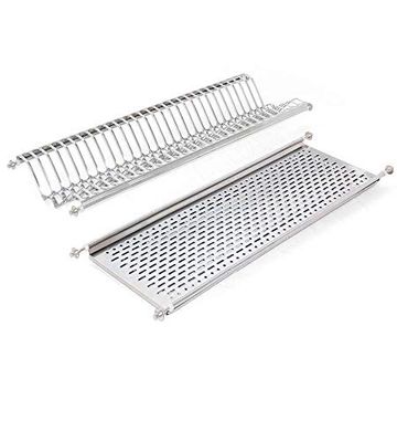 EMUCA Escorredor de pratos e copos para móveis de cozinha com 80 cm de largura, largura interior módulo 735-770 mm, aço inoxidável