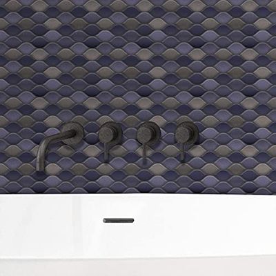 Walplus - Adesivo per piastrelle da parete, 28,5 x 14 cm, 48 pezzi, colore: viola, per piastrelle da parete, per cucina, bagno, piastrelle