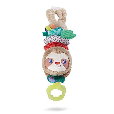 Infantino Music & Motion Perezoso Desmontable, Peluche Musical con Mordedor de Múltiples Texturas para la Exploración Táctil Sin BPA, se Adhiere Fácilmente a los Cochecitos y Gimnasios para Bebés