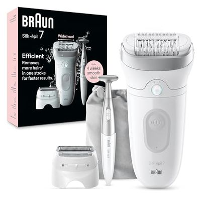 Braun Silk-épil 7, Depiladora Eléctrica Para Una Eliminación Del Vello Fácil, Piel Suave Duradera, 7-241, Blanca/Plateada