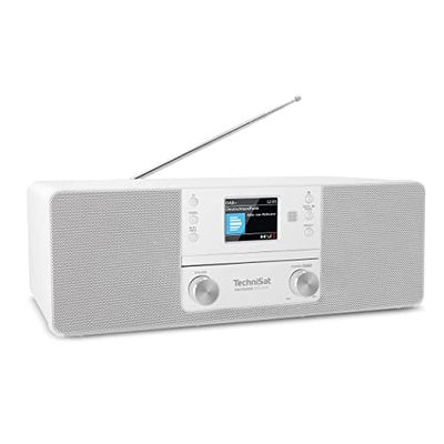 TechniSat DIGITRADIO 370 CD IR - Radio Internet (DAB+, FM, lecteur CD, WLAN, Bluetooth, écran couleur, USB, AUX, prise casque, réveil, 10 watts, télécommande) blanc