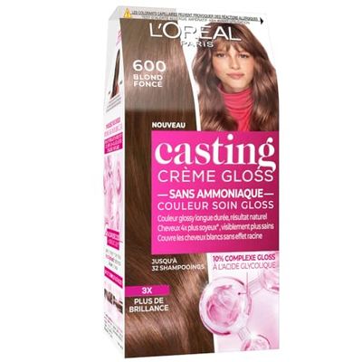L’ORÉAL PARIS - Coloration Cheveux Semi-Permanente Ton sur Ton - Couleur Soin Gloss - Sans Ammoniaque - Casting Crème Gloss - Nuance : Blond Foncé (6.0)