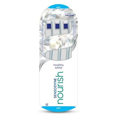 Sensodyne Toothbrush Nourish Healthy White Multipack, Gentle on Sensitive Teeth, 3 pack
