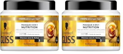 Schwarzkopf - GLISS - Masque 4en1 - Nutrition - Huile de Marula - Haptiq System - Crée des Micro-Liaisons Capillaires - Cheveux Sec et Rêches - Soin Intense - Nourrit & Repare - 400ml (Lot de 2)