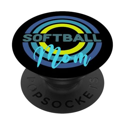 Mamá de softbol con círculos modernos de sóftbol PopSockets PopGrip Adhesivo
