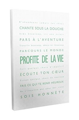 Feel Good Art Profite de la Vie Toile sur Cadre Mural de Style Moderne/Typographique Vert Pâle/Blanc 30 X 20 cm
