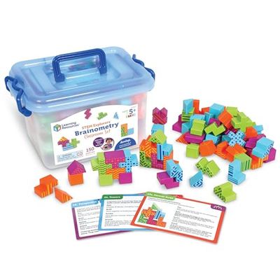 Learning Resources Stem Explorers Brainometry Set de Aula LER9467, A Partir de 5 Años, Retos 3D, Motricidad Fina, 120 Piezas y Tarjetas