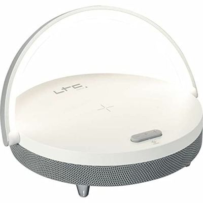 LTC - SMOOTH-LIGHT - Altoparlante Bluetooth luminoso da 5W con funzione di caricatore a induzione e kit vivavoce - Bianco e grigio