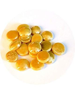 MesBilles - 250 GR Beige Glossy Billes Plates - 60 Galets en Verre 20 mm Cailloux en Verre décoratifs