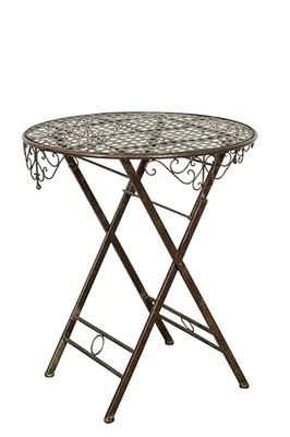 Biscottini Tavolo rotondo da giardino in ferro battuto L70,5xPR70,5xH76,5 - Tavolo da esterno - Arredo giardino resistente di finitura robusta