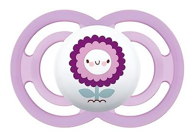 MAM Chupeta, a partir de 16 meses, tina simétrica, plana, extra fina e flexível de silicone Skin Soft Silicone de fácil aceitação, com caixa auto-esterilizadora, MAM Perfect, rosa mate, pack de 1