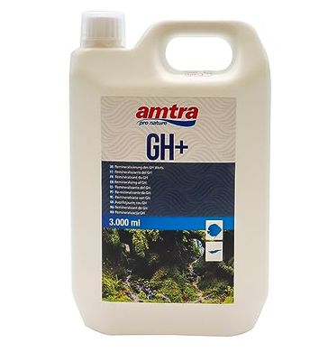 Amtra GH +, płynna sól do uzupełniania całkowitej twardości (dGH) wody akwariowej, do akwariów słodkowodnych, 3000 ml