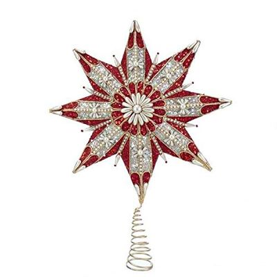 Kurt Adler 16.5-Inch 8-Point Ruby and Platinum Star Treetop