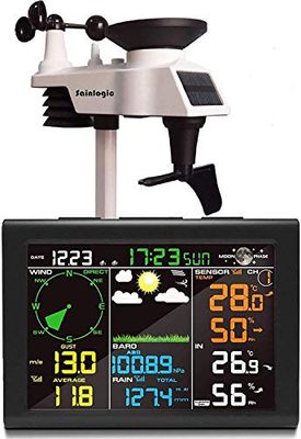 Sainlogic Trådlös Väderstation Med Utomhussensor, 9-i-1 Väderstation Med Vindmätare Och Regnmätare, Termometer, Hygrometer, Månfase