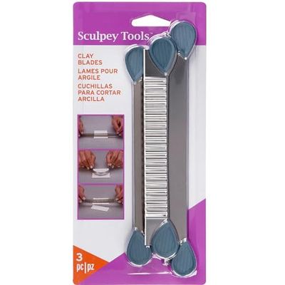 polyform Sculpey Tools ljudblad, 3 blad ingår – flexibelt, vågigt och styvt blad, polymerugnsback-lerverktyg, perfekt för alla svårighetsnivåer och pysselprojekt