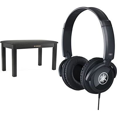 YAMAHA B1-B Piano bench, black & HPH-100 Headphones, quality sound and deep bass, over the ear, wired musicians headphones, in black