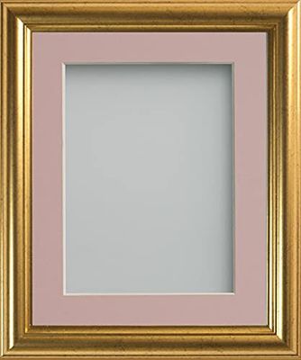 Frame Company Eldridge Gold Photo Frame with Pink Mount, 20x16 for 16x12 inch, fitted with perspex