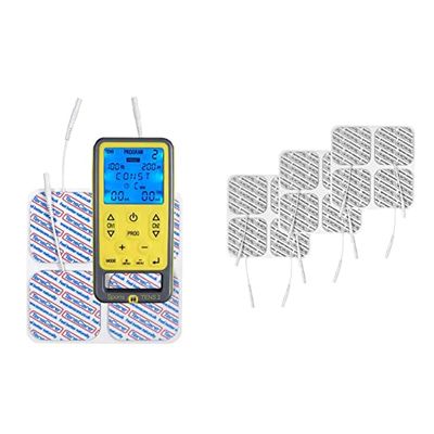 TensCare Sports TENS Electroestimulador Muscular. Programas predeterminados TENS, EMS y para masaje y programas manuales + E-CM5050V 12 electrodos para Electroestimulador, 50x50 mm