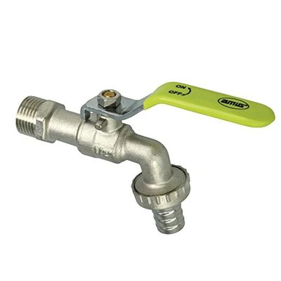 Amig - Torneira de jardim para mangueiras, entrada de parede para mangueiras de 1/2" e adaptador de 3/4" | torneira para regar lotes ou pátios, resistente e durável, fixação de rosca, latão niquelado