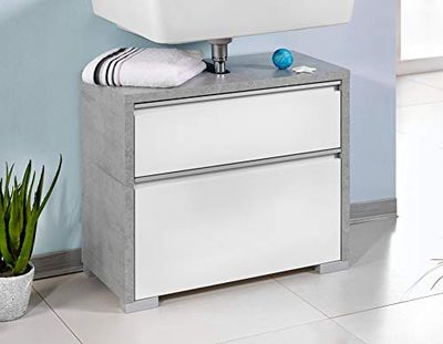 Schildmeyer Bello 140901 - Mobile sottolavabo, Grigio Pietra/Bianco Lucido, 67 x 33 x 57 cm