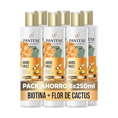 Pantene Frizz Control Champú con Biotina 250ml x6 Con Complejo de Keratina
