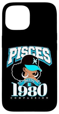 Pesci 1980 Tratti zodiacali Regina Afro Diva Compleanno Custodia per iPhone 15