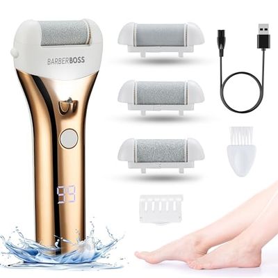 BarberBoss Electric Foot File Hard Skin Remover - Feet Hard Skin Remover Electric, Foot Files for Hard Skin, Premium Callus Remover for Feet, Comprehensive Pedicure Set for Feet QR-5087