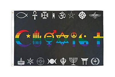 AZ FLAG - Drapeau Arc-en-Ciel Vivre Ensemble - 150x90 cm - Drapeau LGBT - Coexist 100% Polyester avec Oeillets Métalliques Intégrés - Pavillon 110 g