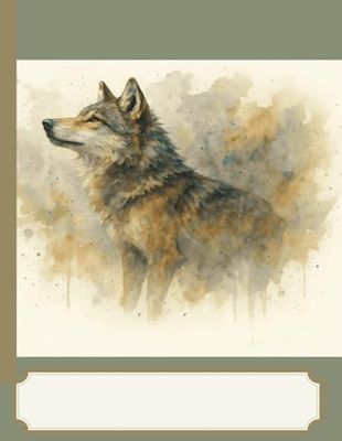 Watercolor Wolf Design College-Ruled Notebook: 250 Pages College Ruled
