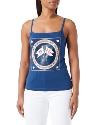 Love Moschino Women's Tight Fit Tank Top, Blue, 42, blauw, 42