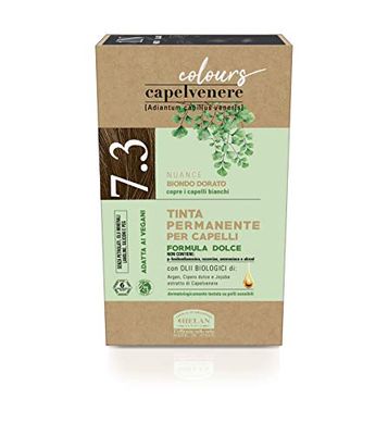 Helan Capelvenere Colours - Blonde Hair Dye Permanent, Gentle Formula 7.3N Golden Blonde - Natural Hair Dye Easy to Use, Odourless and with Excellent Coverage - Ammonia and Alcohol Free Hair Colour