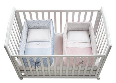 Italbaby Gemmy-Reductor de Cuna con Puntos, Color Azul Claro y Rosa, Algodón, Multicolor, Talla única