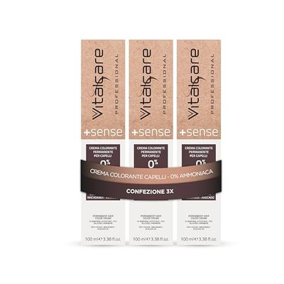 Vitalcare | +Sense, Colorazione Permanente Professionale, Crema Colorante Capelli, No Ammoniaca, Resorcina, PPD, Siliconi, Con Olio Di Argan, Macadamia e Avocado, 8/00 Biondo Chiaro, 3 pz x 100ml