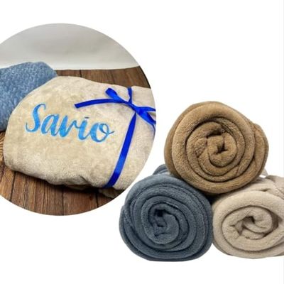 Plaid personalizzato con ricamo - Coperta in pile con nome o testo - Idea regalo originale - Coperta personalizzata con nome - Regalo personalizzato - Idea regalo natale
