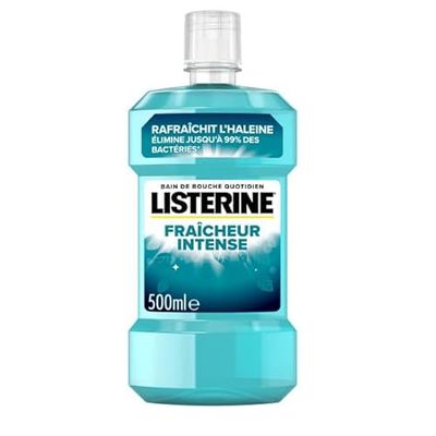 Listerine - Bain de Bouche Quotidien Fraîcheur Intense (bouteille de 500 ml) – Soin bucco-dentaire pour aider à protéger contre la plaque dentaire – Bain de bouche pour une haleine fraîche durable