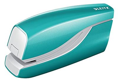 Leitz Cucitrice Elettrica, Capacità fino a 10 Fogli, Alimentazione a Batteria, Gamma WOW, 55661051, Acquamarina