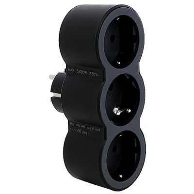 Legrand 694519, Adattatori 2P+T, 3 Prese di presa/corrente anteriore, Orizzontale, Ladro di spine, Colore Nero/Grigio Scuro