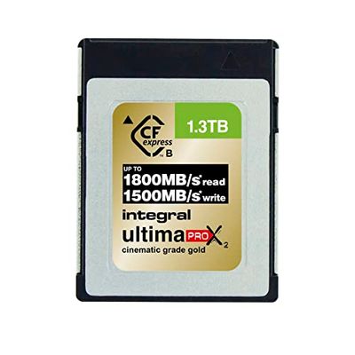 Integrerad 1300 GB CFexpress minneskort typ B 2.0 12K och 8K RAW och 8K 120 FPS 1800 MB/s läsning 1500 MB/s skrivhastighet 1 500 MB/s hållbar skrivhastighet designad för avancerade film- och