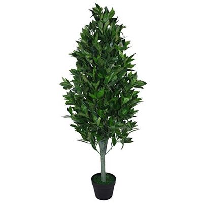 Leaf Design UK pirâmide artificial (120 cm, vaso, plástico), design de árvore da baía, cone verde