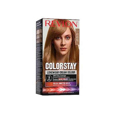 Revlon ColorStay - Coloration Permanente - Coloration Cheveux Longue Tenue - Couvre 100% des cheveux blancs - Jusqu’à 8 semaines - Huile de Macadamia et de Beurre de Murumuru - N7.3 Blond Foncé Doré