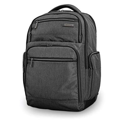 Samsonite Nowoczesny plecak na laptopa z podwójnym ujęciem, Wrzosowy węgiel drzewny, Jeden rozmiar, Nowoczesny plecak na laptopa z podwójnym ujęciem