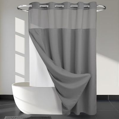 River Dream Tenda da doccia a nido d'ape con fodera a scatto, 70 x 74 cm (larghezza x altezza), qualità alberghiera, tenda da bagno tipo spa, grigio