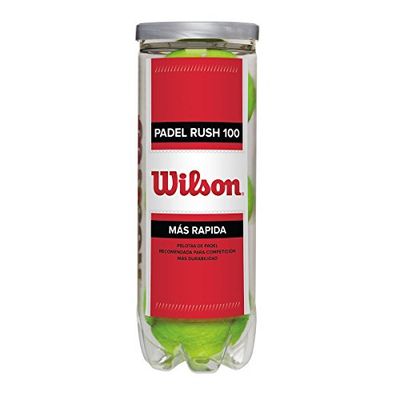 Wilson Rush 100, Palline da Padel, Confezione da 3, Compatibili con Ogni Tipo di Campo, WRT136500 Unisex, Giallo