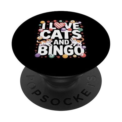 Me encantan los gatos y el bingo Joyful Design PopSockets PopGrip Adhesivo