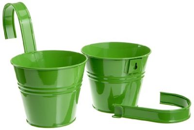 Siena Garden 722610 Set 2 vasi con supporto incluso, colore: Verde