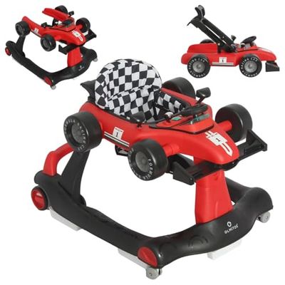 Olmitos 3-in-1 baby-rollator Racing: loopwagen en duwwagen voor baby's eerste stappen – vanaf 6 maanden om te leren – voorkomt vallen met comfort en veiligheid met kantelbeveiliging