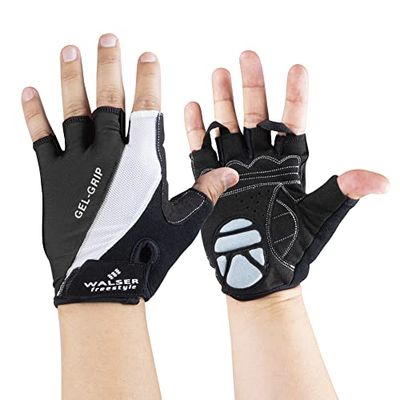 Walser 43805 – Guantes para Bicicleta (Talla S, Negro de Gel Grip