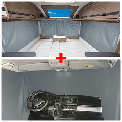 BREMER SITZBEZÜGE Blackout Curtains Set Compatible with VW T3 Transporter Caravelle Multivan from 1979-1992 Sun Protection Camping Camper Accessories Complete Set Curtains Curtain Opaque Accessories